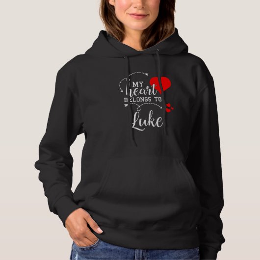 Couples Matching My Heart Belong to Luke My Love Hoodie (Voorkant)