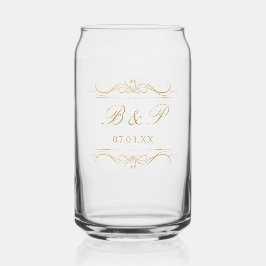 Couple's Monogram Custom Modern Elegant Gold Swirl Blikvorm Glas