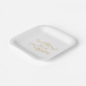 Couple's Monogram Elegant Gold Swirl Wedding Papieren Bordje (Gebogen)