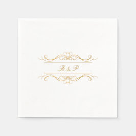Couple's Monogram Elegant Gold Swirl Wedding Servet