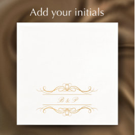 Couple's Monogram Elegant Gold Swirl Wedding Servet