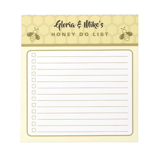 Couples Names Mini Honey Do List Notepad Notitieblok (Voorkant)