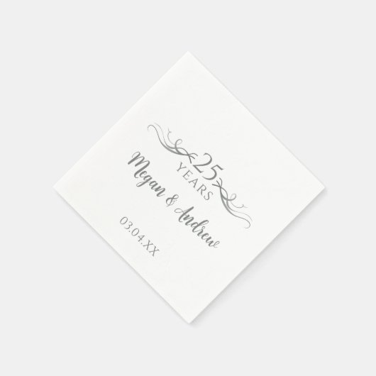 Couple's Names Modern 25th Wedding Anniversary Servet (Hoek)