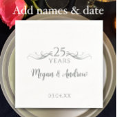 Couple's Names Modern 25th Wedding Anniversary Servet