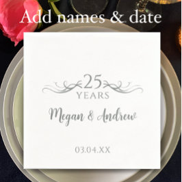 Couple's Names Modern 25th Wedding Anniversary Servet