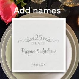 Couple's Names Modern 25th Wedding Anniversary Servet