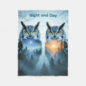 Couple's Owl Night and Day Blanket Fleece Deken (Voorkant)