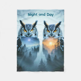 Couple's Owl Night and Day Blanket Fleece Deken