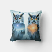 Couple's Owl Night and Day Throw Pillow Kussen (Voorkant)