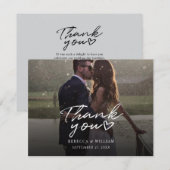 Couples Photo Hand-Lettered Wedding Thank You Bedankkaart (Voorkant / Achterkant)