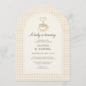 Couples Shower Baby is Brewing Coffee Gingham Kaart (Voorkant)