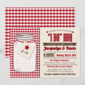 Couples Shower BBQ Invitation in Mason Jar "I DO" Kaart (Voorkant / Achterkant)