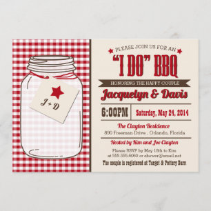 Couples Shower BBQ Invitation in Mason Jar "I DO" Kaart