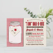 Couples Shower BBQ Invitation in Mason Jar "I DO" Kaart (Staand voorkant)