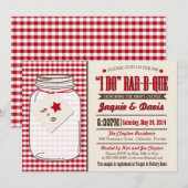 Couples Shower BBQ Invitation in Mason Jar "I DO" Kaart (Voorkant / Achterkant)