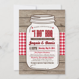 Couples Shower BBQ Invitation in Mason Jar op hout Kaart