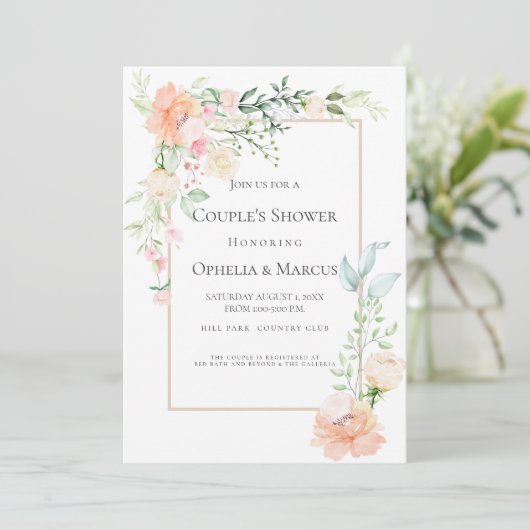 COUPLE'S SHOWER | Delicate Spring Floral Bouquet Kaart (Staand voorkant)