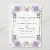 COUPLE'S SHOWER | Lavender Peony Flower Gold Lijst Kaart (Voorkant)