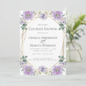 COUPLE'S SHOWER | Lavender Peony Flower Gold Lijst Kaart (Staand voorkant)