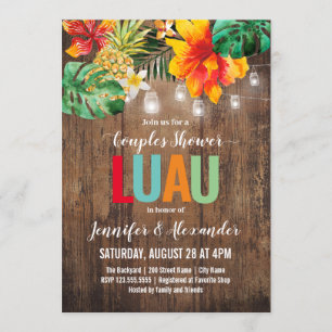 Couples Shower Luau Invitation Kaart