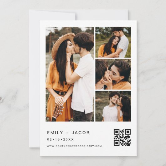 Couple's Shower Minimalist Foto QR code Wit Kaart (Voorkant)