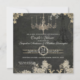 Couples Shower Paris Chalkboard Typografie Kaart