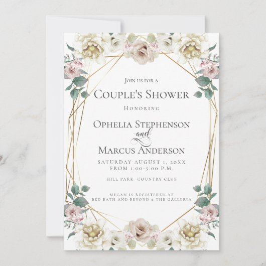 COUPLE'S SHOWER | Romantic Ivory Floral Kaart (Voorkant)