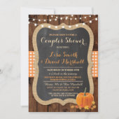 Couple's Shower Rustic Herfst Pumpkin Invitation Kaart (Voorkant)