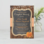 Couple's Shower Rustic Herfst Pumpkin Invitation Kaart (Staand voorkant)