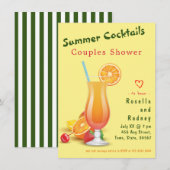 Couples Shower Summer Cocktails Invitation Kaart (Voorkant / Achterkant)