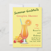 Couples Shower Summer Cocktails Invitation Kaart (Voorkant)