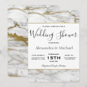 Couple's Shower White & Gold Marble Invitation Kaart (Voorkant / Achterkant)