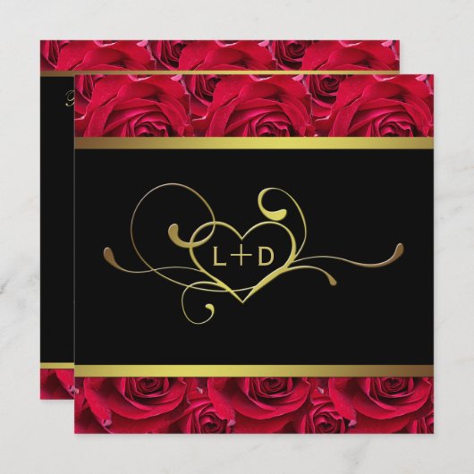 Couples voor zwarte, gouden en rode roze rozen — U Kaart (Voorkant / Achterkant)