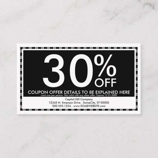 coupon. kortingskaartje (Voorkant)