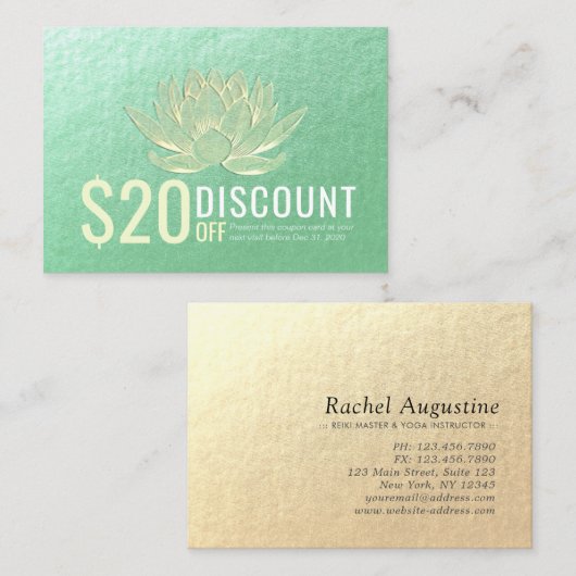 Coupon Loyalty Gold Lotus (Voorkant / Achterkant)