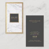 Coupon Luxe Gold & Marble Grey Discount Verticaal Visitekaartje (Voorkant / Achterkant)