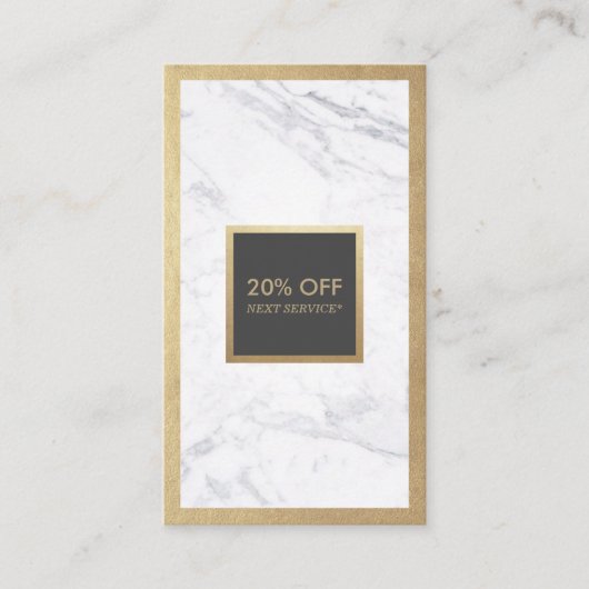 Coupon Luxe Gold & Marble Grey Discount Verticaal Visitekaartje (Voorkant)