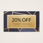 Coupon Modern Navy Blue Gold Discount Kaart (Voorkant)