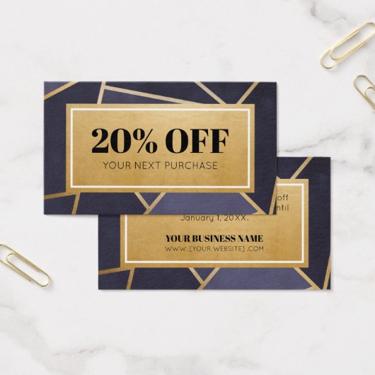 Coupon Navy Blue Gold Discount Visitekaartje (Kantoor)