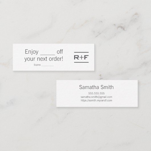 Coupon Notecards Mini Visitekaartje (Voorkant / Achterkant)