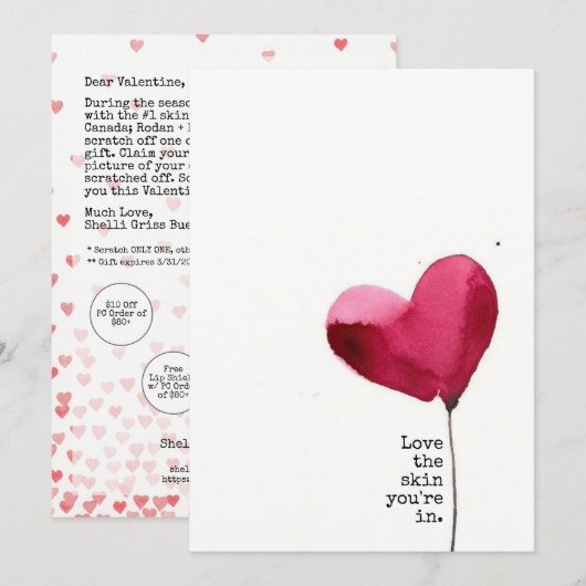 Coupon Scratch Off Valentijnsdag Card Kaart (Voorkant / Achterkant)