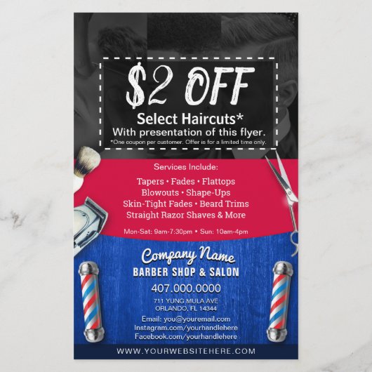 coupon voor Barber Winkelen en Salon Sjabloon Flyer (Achterkant)