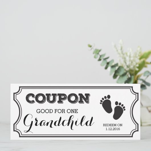 Coupon voor één Baby met kleinkinderen Aankondigin Aankondiging (Staand voorkant)