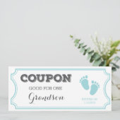 Coupon voor een kleinzoon Baby aankondiging (Staand voorkant)