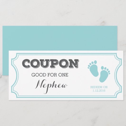 Coupon voor één Nephew-Baby mededeling Aankondiging (Voorkant / Achterkant)