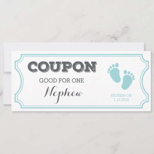 Coupon voor één Nephew-Baby mededeling Aankondiging (Voorkant)