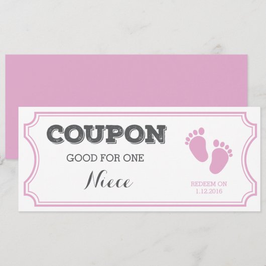 Coupon voor één niece Baby koninklijke uitspraak Aankondiging (Voorkant / Achterkant)