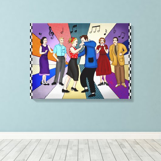 Coupondansen | Retro Nostalgische jaren 1950 Canvas Afdruk (Insitu (Houten vloer))