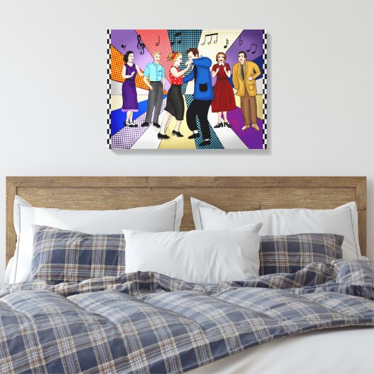 Coupondansen | Retro Nostalgische jaren 1950 Canvas Afdruk (Insitu (Slaapkamer))