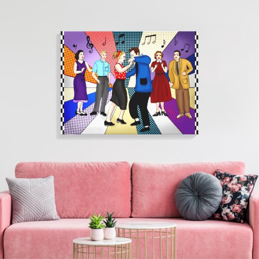 Coupondansen | Retro Nostalgische jaren 1950 Canvas Afdruk (Insitu (Woonkamer))